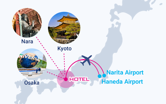 Being a hotel located within the well-connected Osaka Airport Terminal, it's convenient to travel to Osaka, Kyoto, and Nara